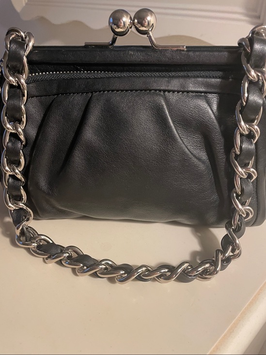 Coach Handbags - Coach Black Leather Parker Double Zip Kisslock Bag